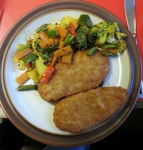 Haddock fillets with veg bhaji